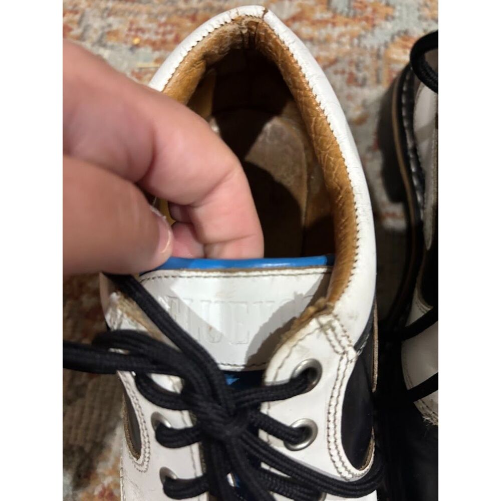 John Fluevog VTG Angel supervogs Derby Swirl Black White Blue Leather Size 5 E - Picture 6 of 8